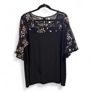 Perseption Black Floral Lace Blouse